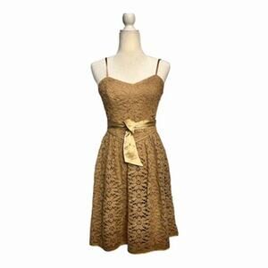 Betsey Johnson Vintage Crochet Lace Dress Golden Rod Yellow Slip 2